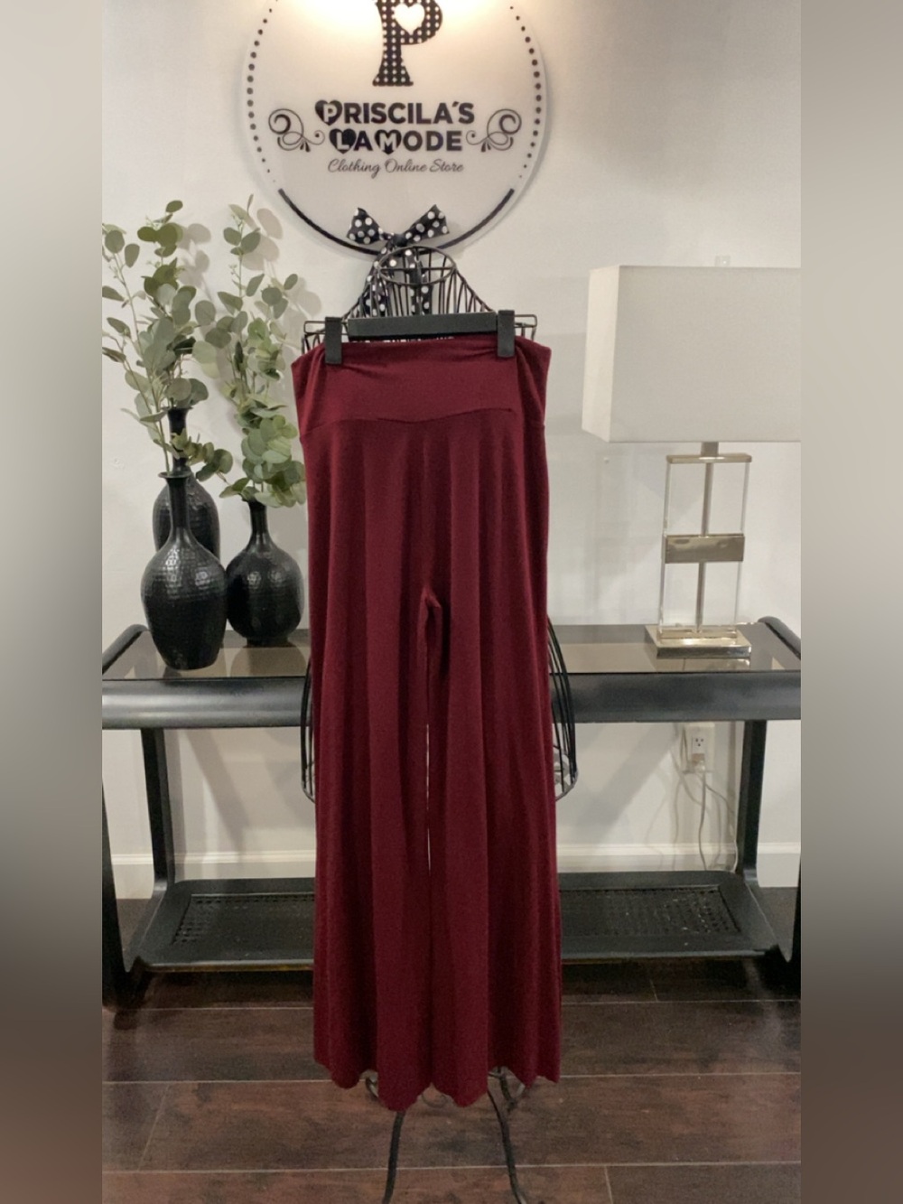 Women's Wide-Leg Palazzo Pants - Burgundy